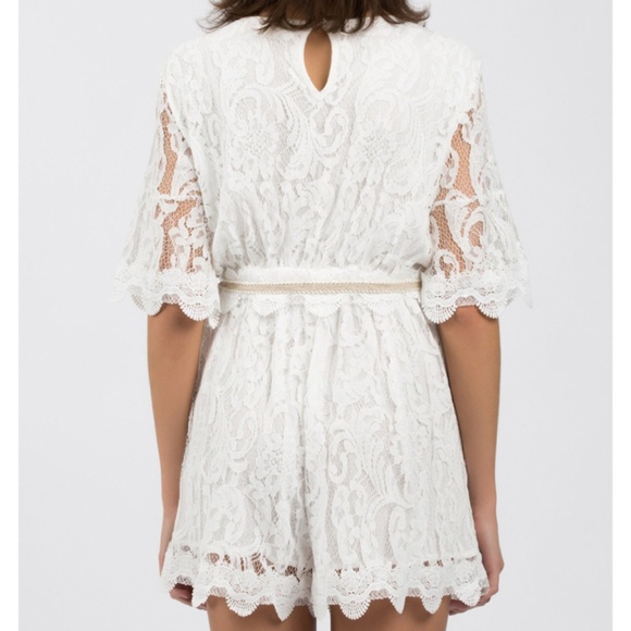 Plunging V-neck Lace Romper - Picture 2 of 5